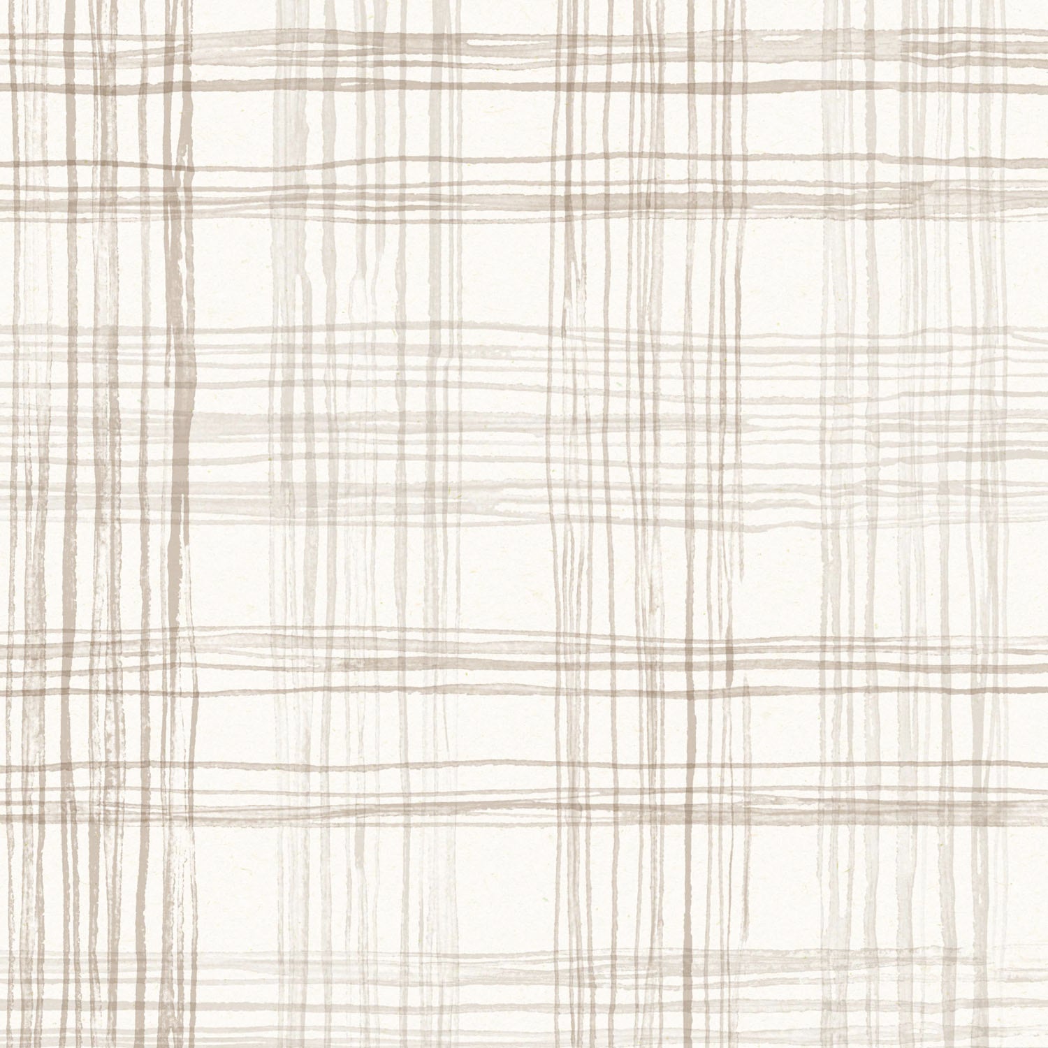 Detail of wallpaper with watercolor plaid pattern in shades of taupe. 