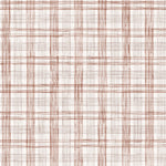 Fabric with watercolor plaid pattern in shades of brick red. 