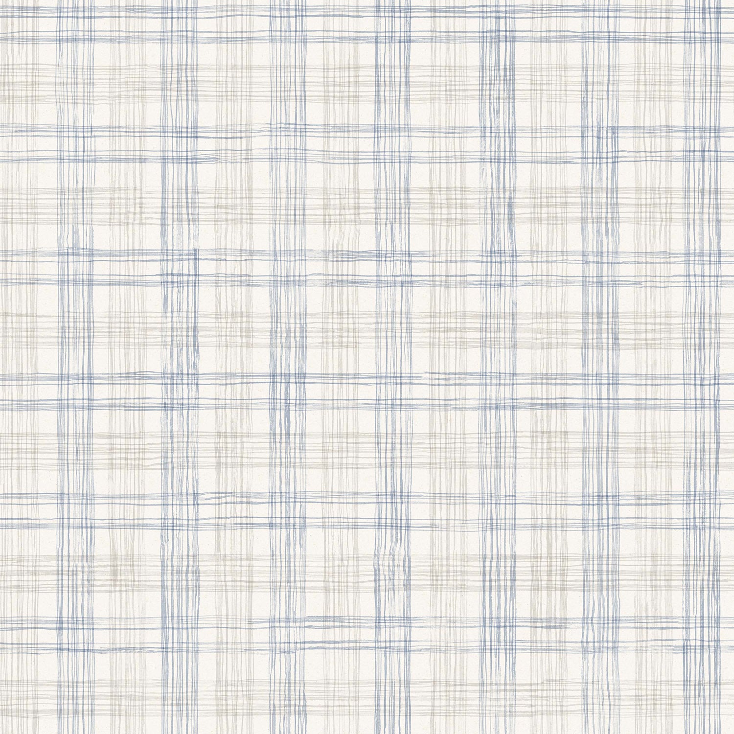 Wallpaper with watercolor plaid pattern in shades of light blue. 