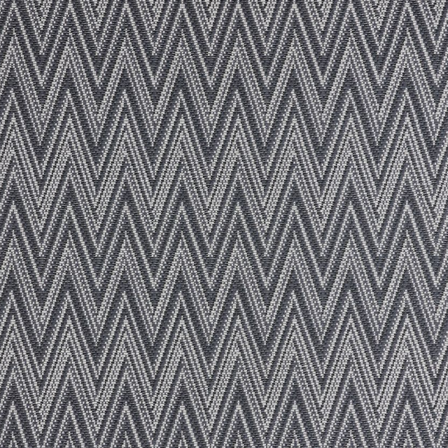 Broadloom carpet in dense zigzag stripe in charcoal and white. 