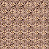 Full repeat image of a hand-drawn Suzani motif in shades of purple, brown and lime green on a buff pink ground.