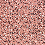Detail of fabric in a playful polka dot print in coral and white on a maroon field.