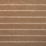 Broadloom carpet in a wide stripe pattern in camel and ivory. 