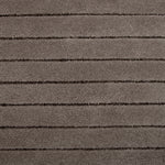 Broadloom carpet in a wide stripe pattern in tonal taupe.