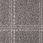 Broadloom carpet with window pane check in white and beige on dark grey.