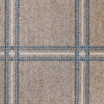 Broadloom carpet with window pane check in white and blue on oatmeal