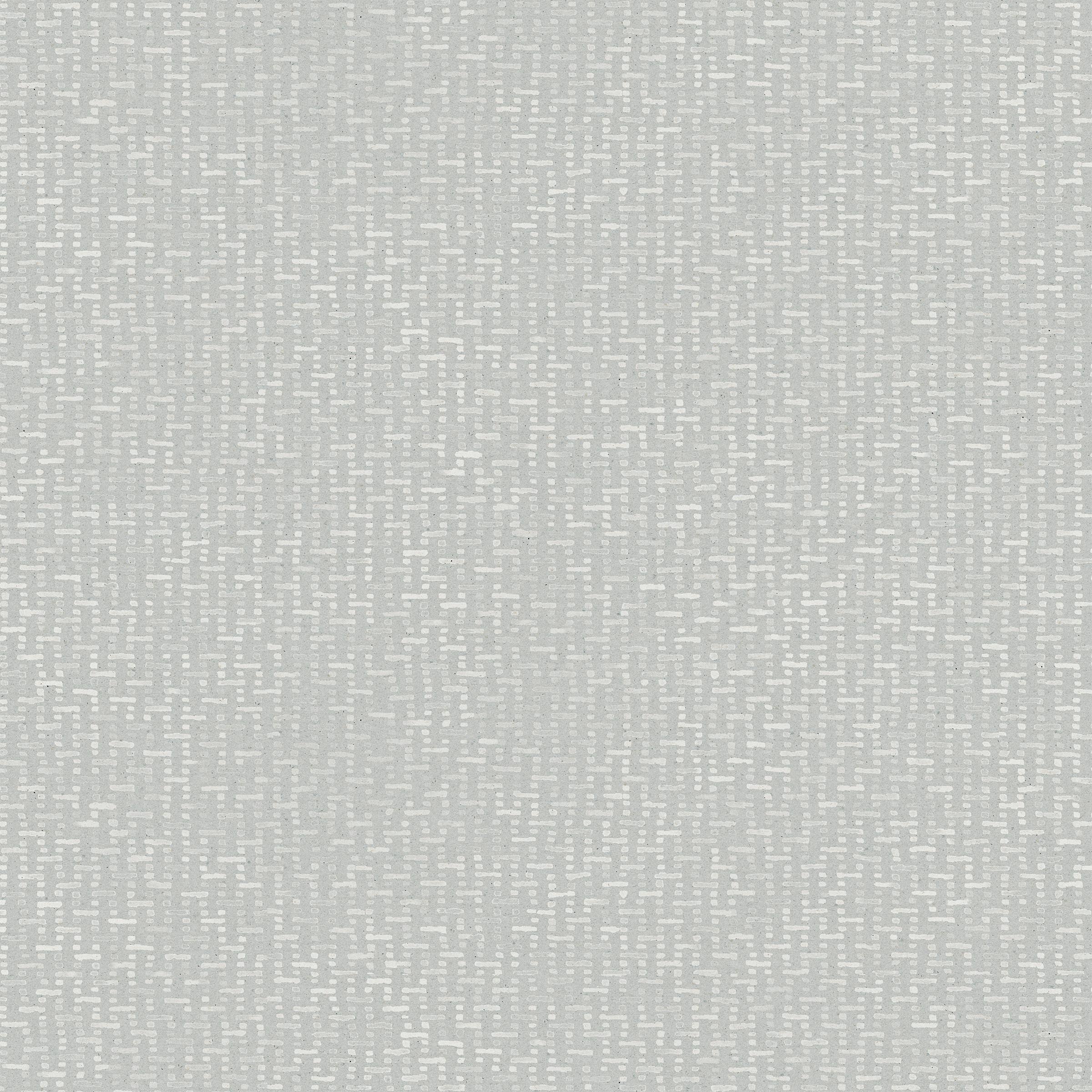 Detail of wallpaper in a small-scale grid pattern in shades of pale blue.