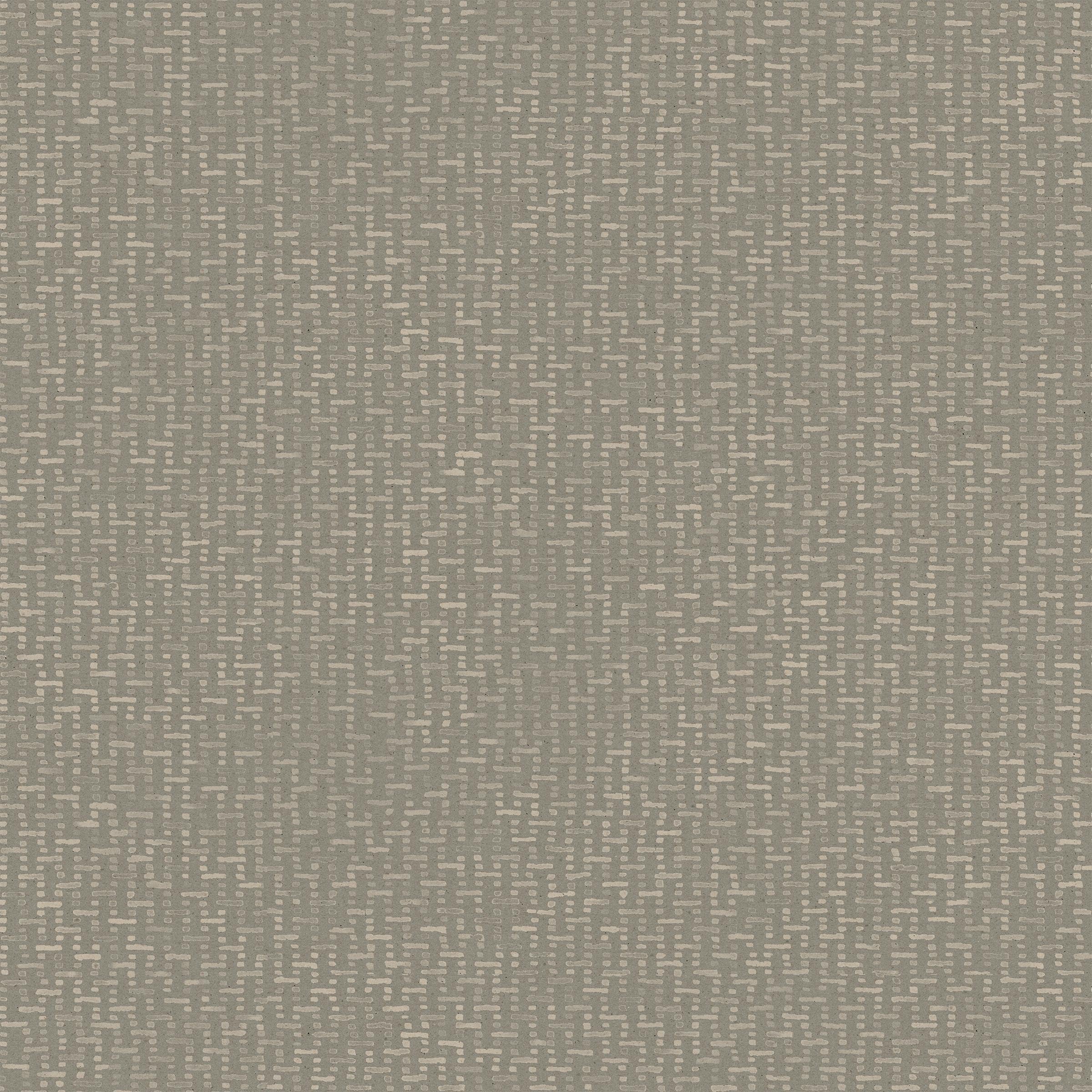 Detail of wallpaper in a small-scale grid pattern in shades of gray.