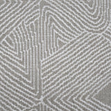 Broadloom carpet sample in a geometric linear pattern in cream on a taupe field. 