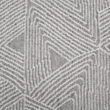 Broadloom carpet sample in a geometric linear pattern in cream on a light grey field.