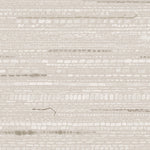 Close up detail of wallpaper in a textural striped pattern in shades of beige and grey.