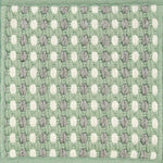 Textured woven outdoor carpet a dashed stripe in white, grey and green.