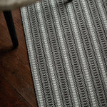 Striped flatweave runner in grey and black