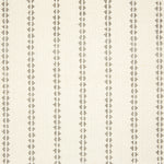 Detail of fabric in a playful ticking stripe print in brown on a cream field.