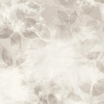 Close up detail of wallpaper in a painterly leaf print in shades of pinky grey with a mottled white overlay.