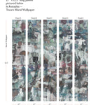 Kotoubia Tesoro Mural Wallpaper panels with dimensions on a white background