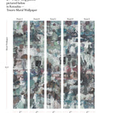 Kotoubia Tesoro Mural Wallpaper panels with dimensions on a white background