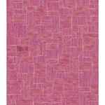 Flatweave rug rendering with linear pattern in shades of pink