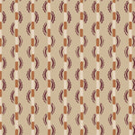Painterly wavy stripe wallpaper in orange and rust on a pale orange field. 