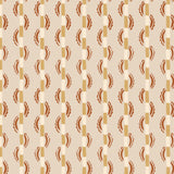 Painterly wavy stripe wallpaper in orange and yellow on a beige field. 