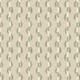 Painterly wavy stripe wallpaper in shades of light green on a light green field. 