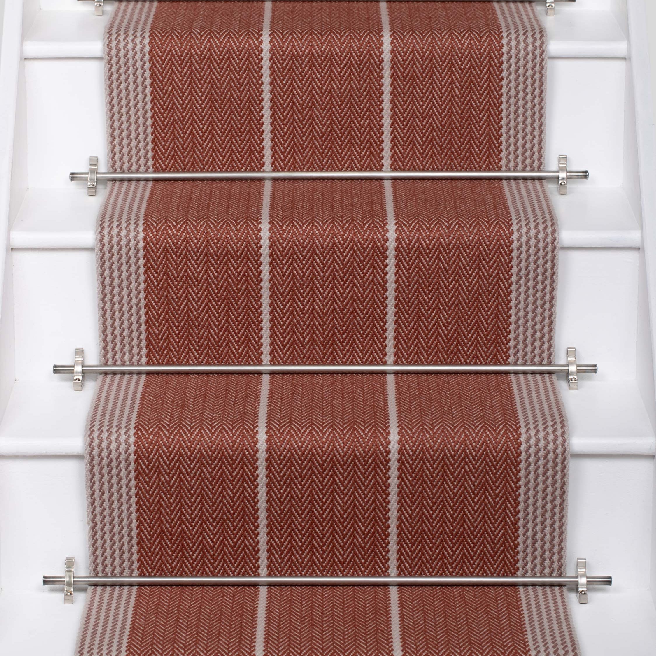 Striped flatweave runner in red and grey 