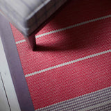Striped flatweave runner in red and grey