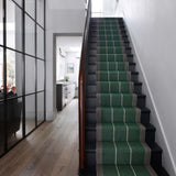 Striped flatweave runner in green and grey 