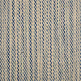 Broadloom carpet in a textural basketweave stripe in cream with stripes of blue.