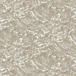Playful wave print in white on a pale grey-green watercolor field.