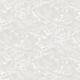 Playful wave print in white on a pale grey watercolor field.