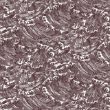 Playful wave print in white on a warm dark grey watercolor field.