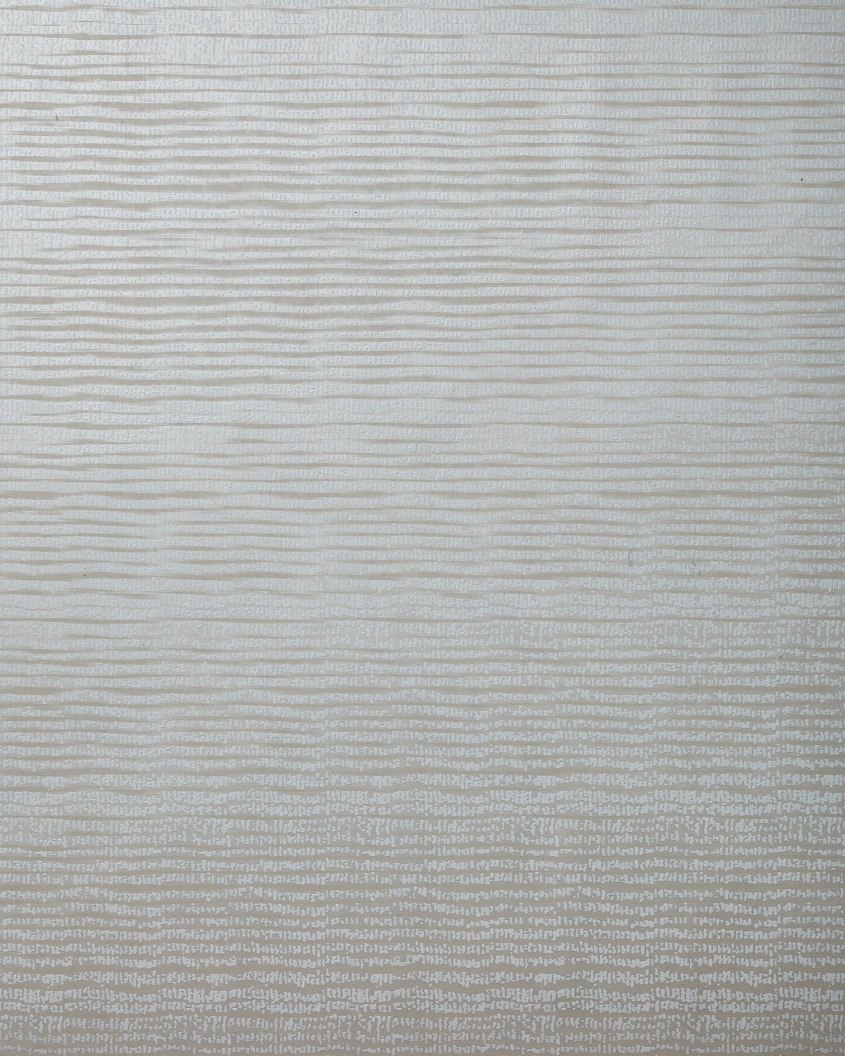Detail of wallpaper in a wavy stripe print in metallic gray.