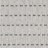 Broadloom carpet detail in a oatmeal field with a blue dotted stripe.