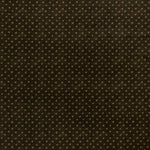 printed linen fabric in a clustered dot pattern in cream on a dark brown field.