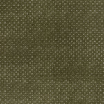 printed linen fabric in a clustered dot pattern in cream on a moss field.