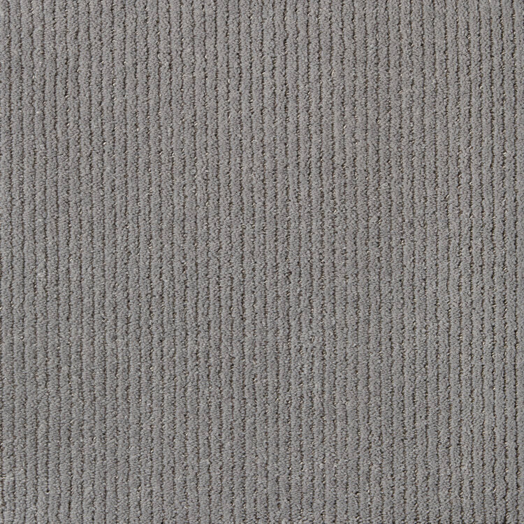 Broadloom carpet swatch in a stripe pattern in a medium grey design