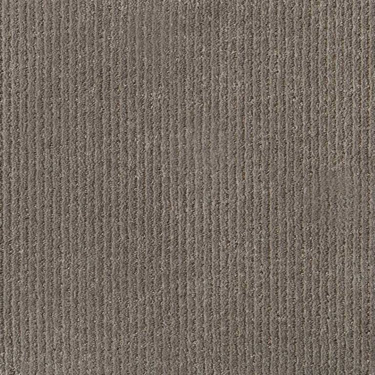 Broadloom carpet swatch in a stripe pattern in a grey brown design