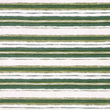 Printed fabric of kelly green and grass green horizontal stripes on a white background