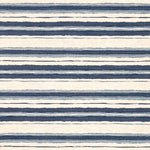 Printed fabric of light and dark blue horizontal stripes on a white background