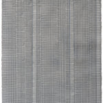 Sheet of hand-painted wallpaper with an irregular grid pattern in charcoal on a gray field.