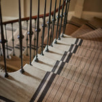 Striped flatweave runner in grey and black 