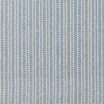Fabric in a painterly herringbone print in blue and green on a cream field.