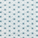 Fabric with an embroidered floral lattice print in navy on a cream field.