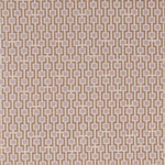 Fabric in a geometric grid print in shades of mauve and tan on a light pink field.