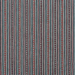 Dimensional embroidered fabric in an irregular stripe pattern in shades of red, blue and brown.