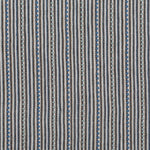 Dimensional embroidered fabric in an irregular stripe pattern in shades of blue, grey and tan.