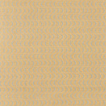 Fabric in an undulating stripe pattern in light blue and white on a mustard field.