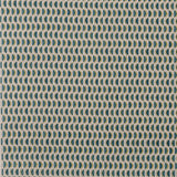 Fabric in a linear geometric print in shades of green, navy and yellow on a tan field.