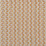 Fabric in a linear geometric print in shades of pink, orange and turquoise on a cream field.